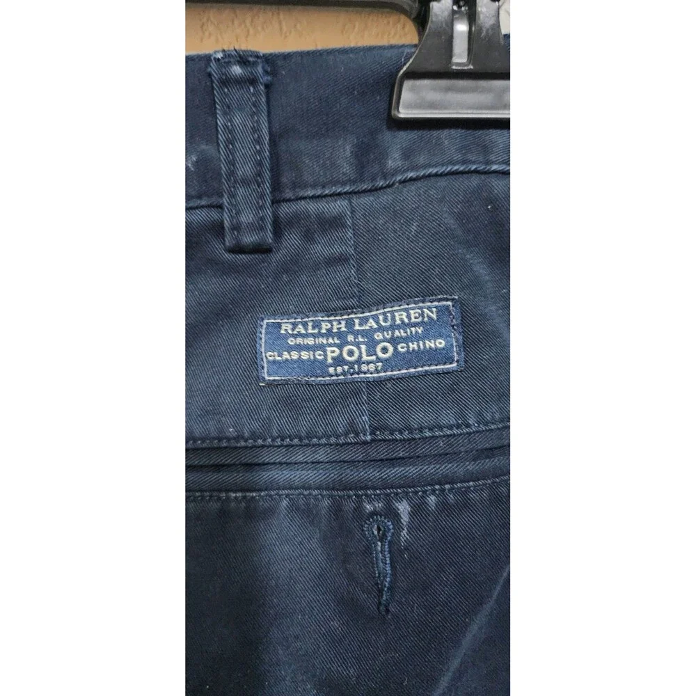 Vtg Polo Golf  Ralph Lauren Shorts Mens 38 Blue Linen Chino Pleated Preppy Solid